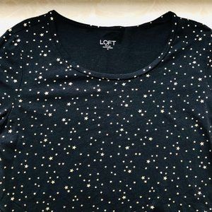 LOFT outlet black-gold  M knit top